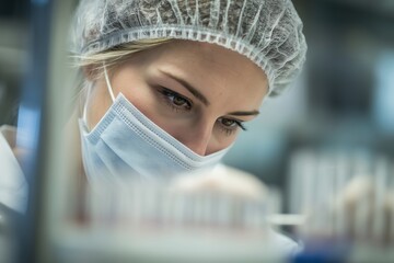 Focused medical professionals performing surgery and analyzing samples in high-tech laboratory and operating room environments with precision and care

