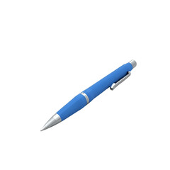 Blue ballpoint pen isolated on transparent background