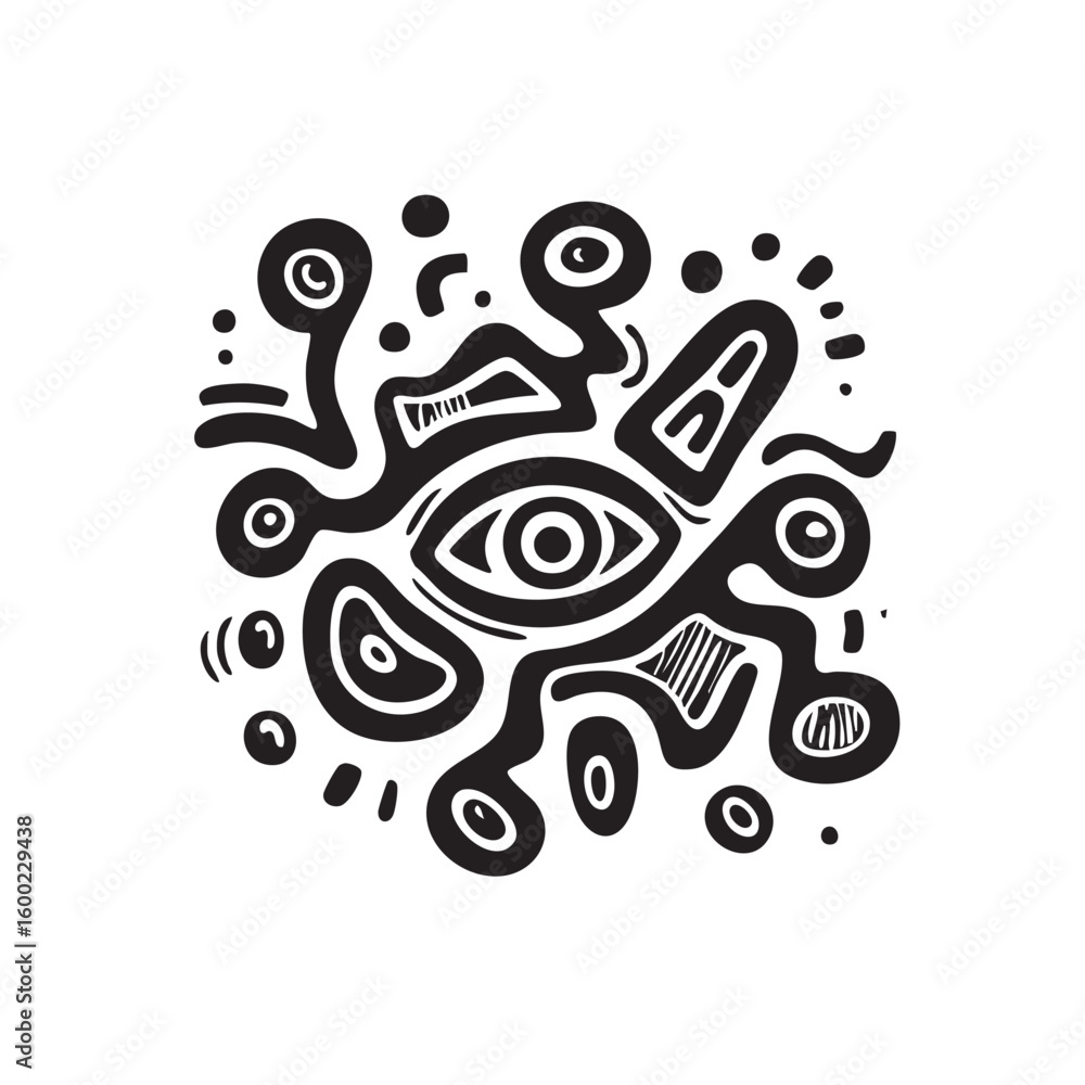 Poster unique abstract eye design with flowing shapes and patterns