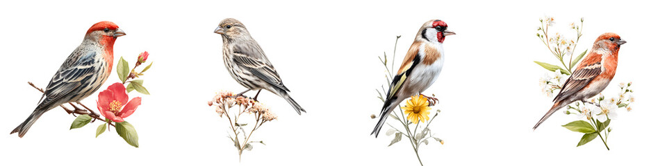 Fototapeta premium Songbird Collection - Watercolor Bird Illustration Set