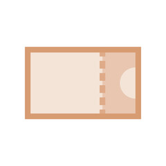 Brown paper ticket coupon rectangle icon flat vector design