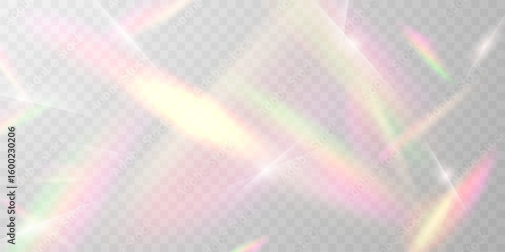 Sticker light effect and zigzag ribbon falling from above on a beam of light, tinsel vector
