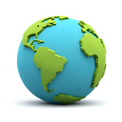 Naklejka premium Stylized 3d globe with continents isolated on transparent background