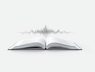 Obraz premium Open book with audio wave graphic