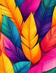 Vivid tropical leaves create a vibrant, colorful, and eye-catching botanical background.
