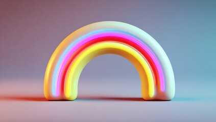 Rainbow arch design with neon lighting.