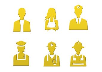 Gold occupation icon set