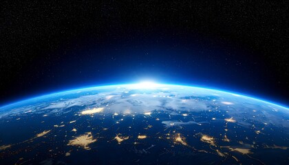 Earth’s curved edge with bright glowing atmosphere