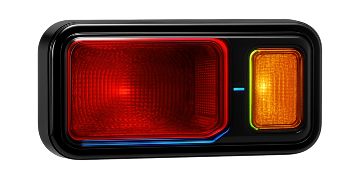 Rectangular car tail light with integrated turn signal for highway driving
