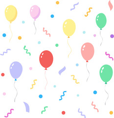 Festive balloons and confetti: A vibrant arrangement of colorful balloons and confetti, creating a joyful and celebratory atmosphere for special occasions and cheerful events.