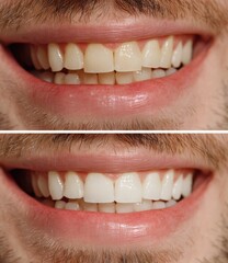 Fototapeta premium A striking before and after photo showcasing a womans beautiful teeth