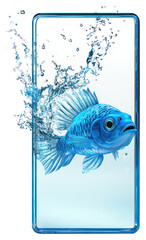 Fototapeta na wymiar PNG Aquarium fish swimming out of a screen water illustration aquatic.
