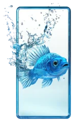 Fototapete PNG Aquarium fish swimming out of a screen water illustration aquatic. © Rawpixel.com