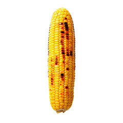 Grilled sweet corn top view isolated on a transparent background