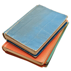 Stack of three used books, various colors