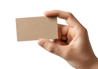 Hand holding a blank kraft business card