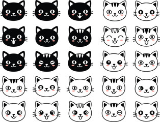 Black and White Cat Icons