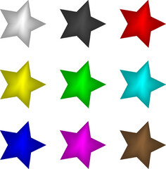Colorful Star Icons Set - Vibrant Rating and Achievement Symbols Badge Collection