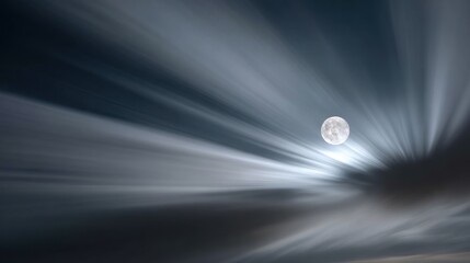 Moonbeams through clouds at night