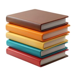 3d stack of colorful books isolated on white background