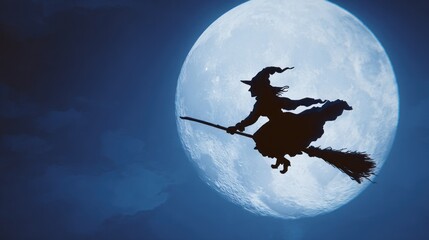 Witch flying on a broom at night (2)