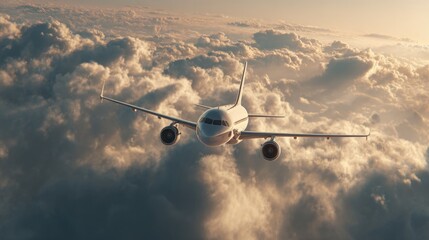 the plane is flying in the sky