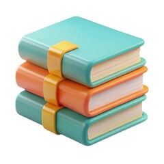3d stack of colorful books isolated on white background