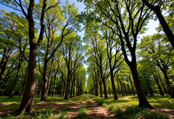 Fototapeta premium forest canopy forming after years of planting trees creating shade and cooler temperatures