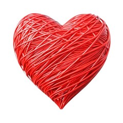 3d red woven heart isolated on white background