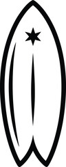 Minimalist Surfboard Illustration A simple black and white outline of a surfboard with a star perfect for summer themes beach vibes and surfing culture designs