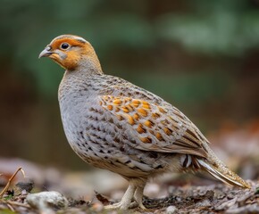 Grey partridge, Perdix, in the wild
