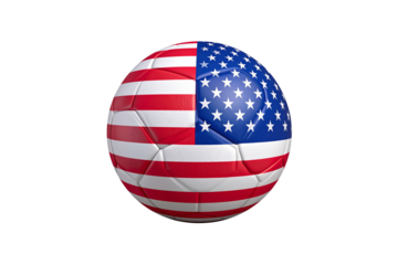 American flag soccer ball isolated on transparent background