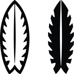 Minimalist Surfboard Vector Icons Two stylized surfboard designs one outlined in black on white the other solid black on white perfect for logos stickers or