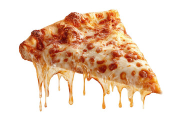 Melted cheese pizza slice dripping