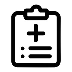 Obraz premium Simple Outline Clipboard with Plus Sign Medical Record Icon