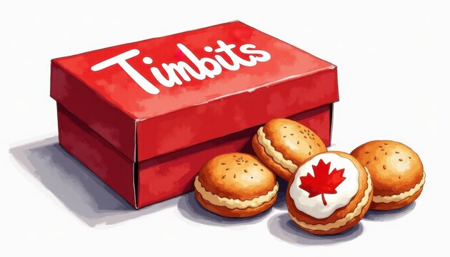 Box of Timbits with Canadian flag design for Canada Day celebration  