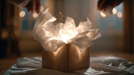 Gift box with sparkling light