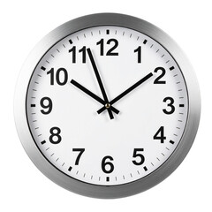 Classic Wall Clock with Bold Numerals and Metal Frame, PNG with drop shadow