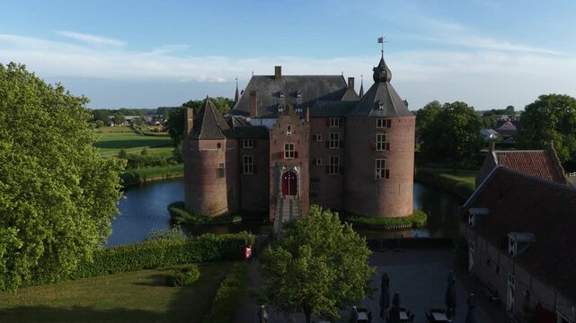 ammersoyen, Medieval castle, Ammerzoden, The Netherlands. Historic monument and building.
