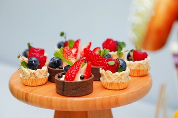 Rich, exquisite, delicious desserts on the table, buffet, event, celebration, Christmas