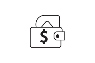 Outline icon of a wallet with a dollar sign and a card