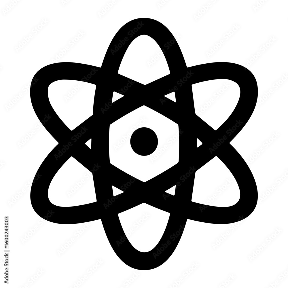 Poster simple line art atom symbol science model isolated icon