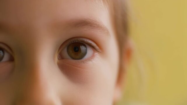 Extreme Close-Up of a Child's Hazel Eye Gazing Curiously, Reflecting Innocence and Wonder