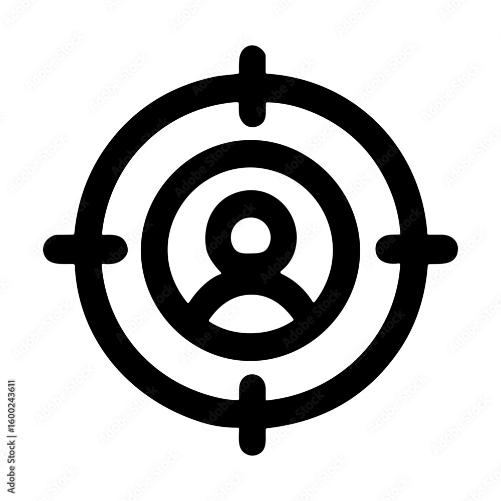 Poster outline simple targeting human icon with circle target symbol shape