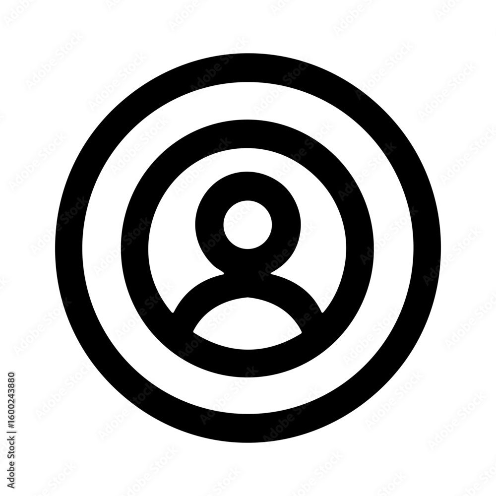 Poster simple outline circular user account profile person icon shape
