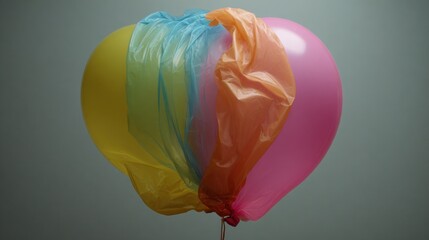 Colorful balloons with plastic wrap