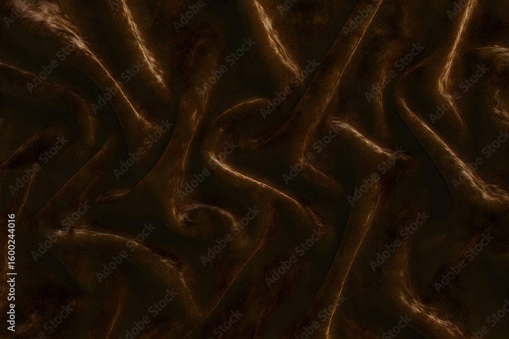 Poster dark brown abstract swirling background with soft waves and smooth texture in artistic visual design