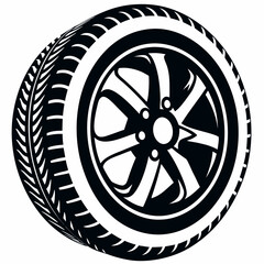Fototapeta premium Car Tire with Rim Detail