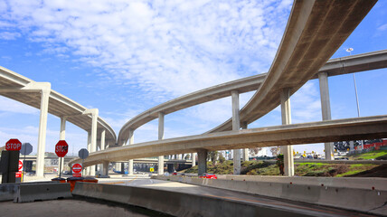 Los Angeles, California: detail view of Harbor Freeway Interstate I-110 and I-105 – LA Interchange