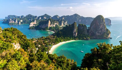 Obraz premium Panoramic view of a tropical bay (1)
